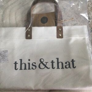 White Canvas Tote with Brown Leather Handles